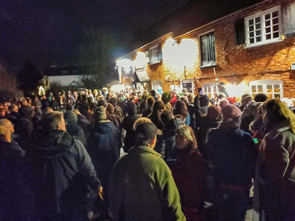view of the crowd outside the Crown