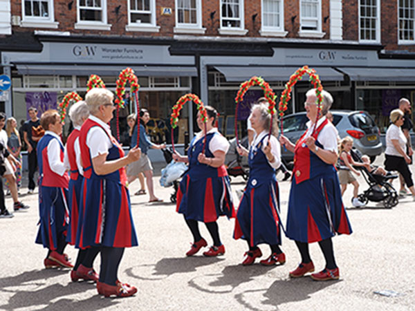 6 dancing Grenoside with hoops in one of Worcesters squares